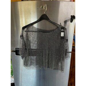 Fashion Nova‎ Black Mesh Rhinestone Cropped women's  Top 3X